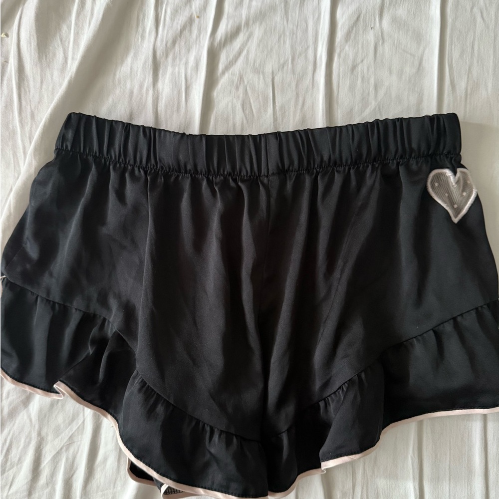 Black Satin Women's Shorts - Picture 3 of 3